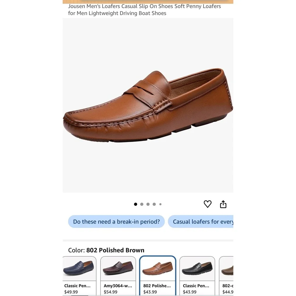 Jousen Mens Penny Loafers Brown Casual Driving Boat Dock Deck Shoes Sz 8 NEW